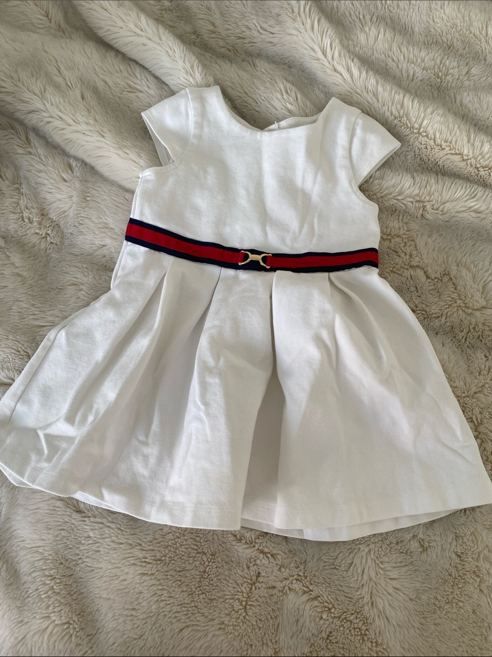 Janie and Jack White Girls' Dress horsebit belt detail 2t